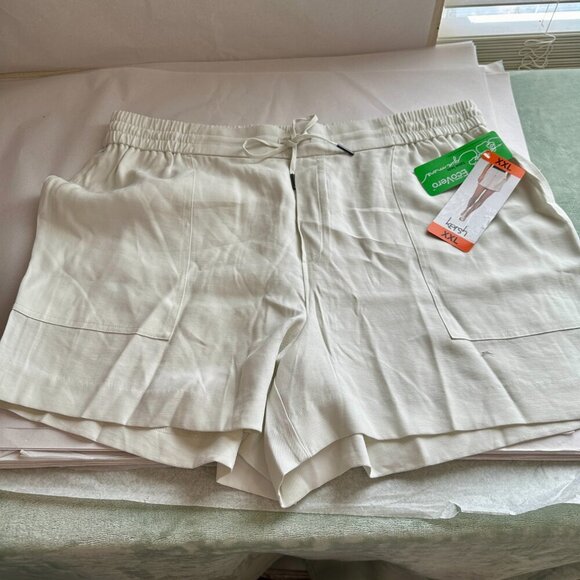 New Kersh Shorts Women's Size XXL Cream Pull On Drawstring Deep Pockets Coastal - Picture 5 of 13
